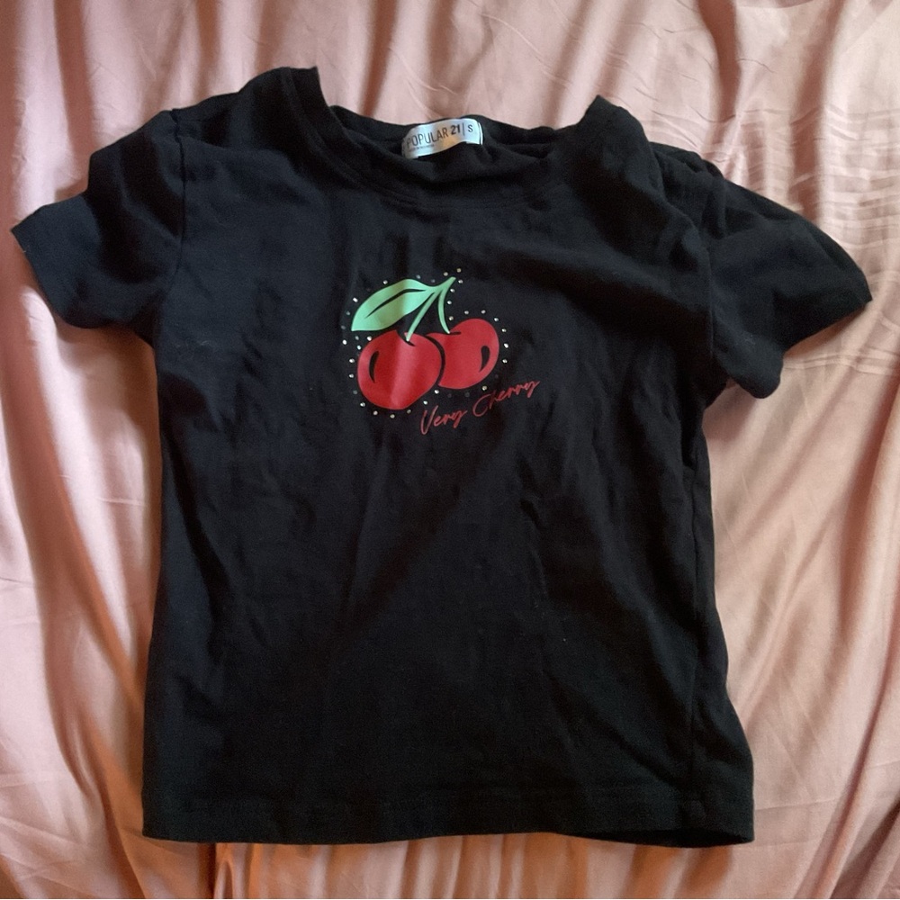 Zara Black Kids T-Shirt with Cherry Design